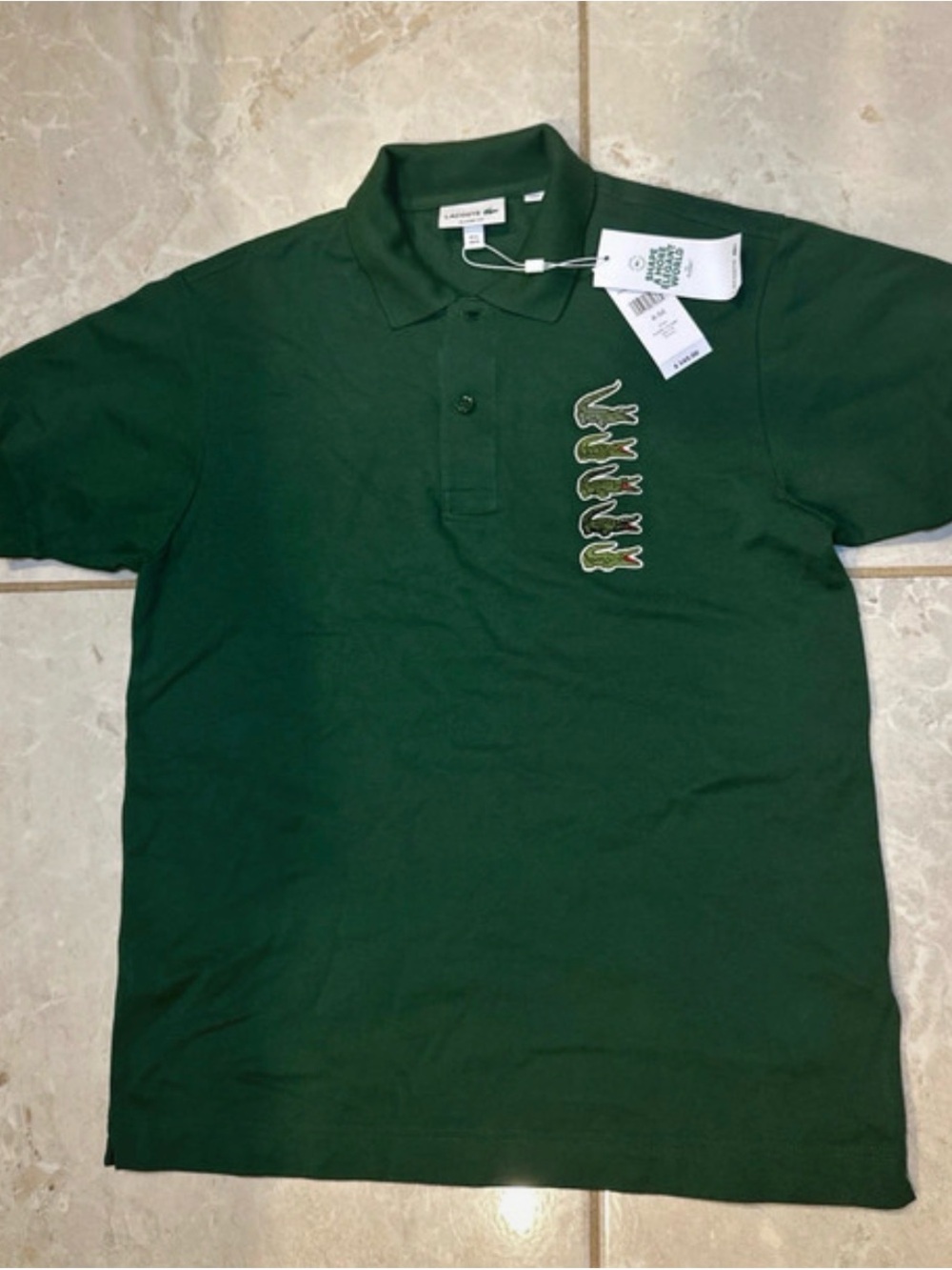 Lacoste Dark Green Men's Polo with Stacked Crocodile Embroidery